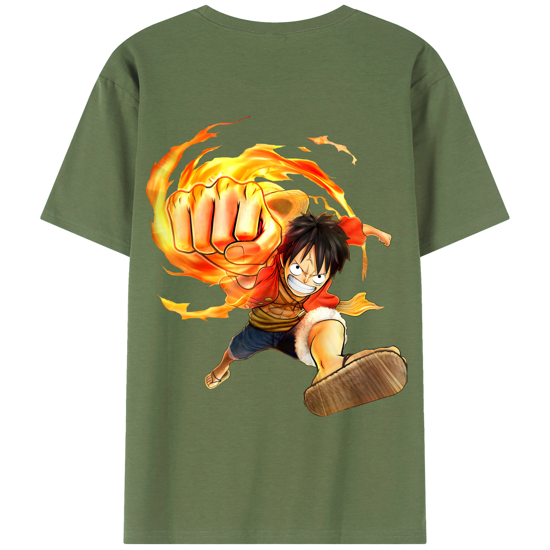 （画像用） ワンピース モンキー・D・ルフィ ONE PIECE Monkey D. Luffy 綿100％ メンズ半袖Tシャツ（バックプリント） 通気性